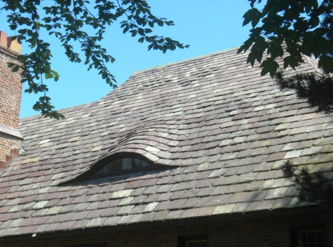 Slate roof with a curved eyebrow dormer